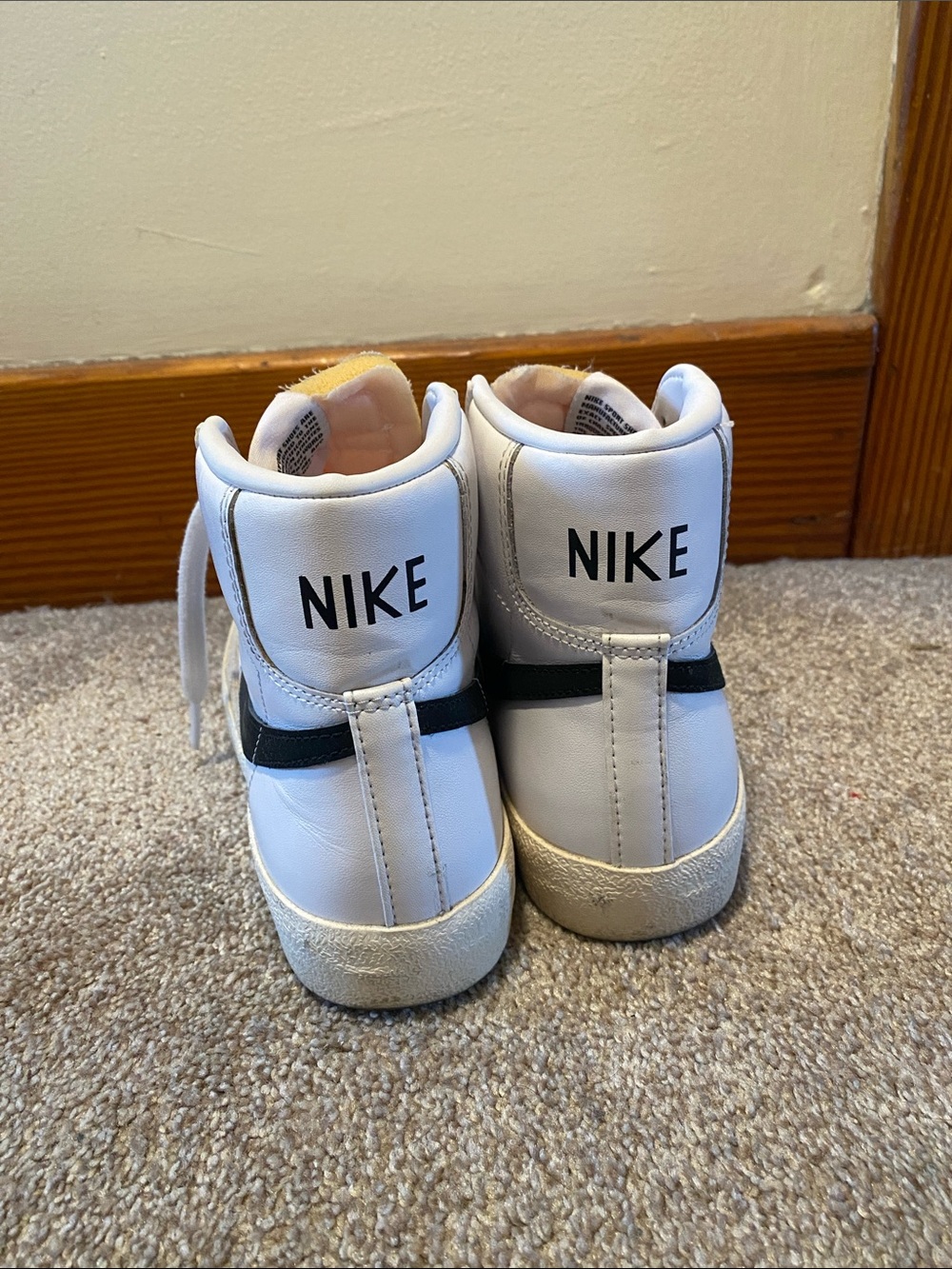 Nike Women’s White High-Top Sneakers with Black Swoosh and Grey Accents - Picture 3 of 3